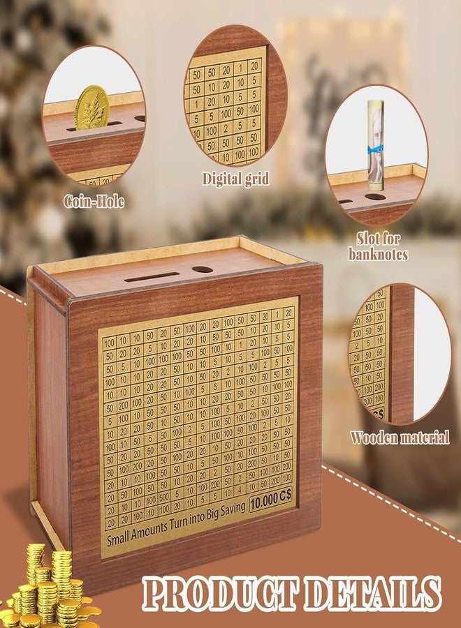 VishBin Cash Vault Wooden Savings Box, Money Piggy Bank for Adults Kids, Wooden Cash Saver Money Box, Cash Saver Box, Coin Counter Piggy Bank, Money Box with Counter - Image 3